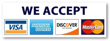 Accepted payment methods: Visa, Mastercard, American Express, Discover